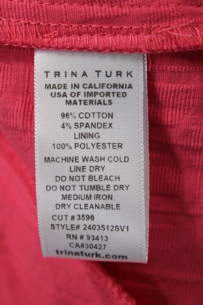 Trina Turk Unisex Chino Shorts Pink Geometric Size 38