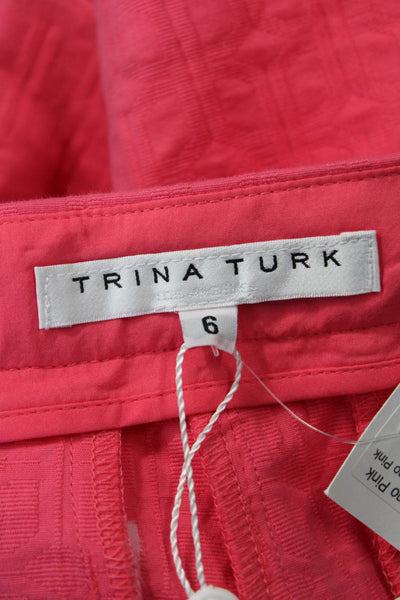 Trina Turk Unisex Chino Shorts Pink Geometric Size 38