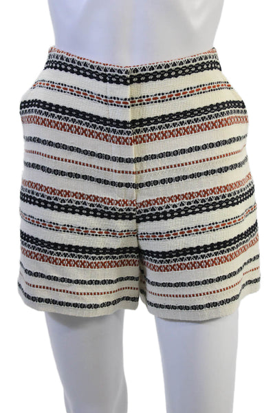 Trina Turk Unisex Beige Striped Aztec Shorts Hook & Eye Size 10