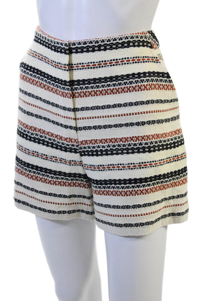 Trina Turk Unisex Beige Striped Aztec Shorts Hook & Eye Size 10