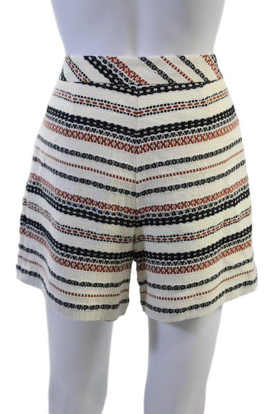 Trina Turk Unisex Beige Striped Aztec Shorts Hook & Eye Size 10