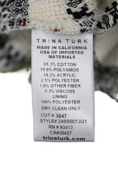 Trina Turk Unisex Beige Striped Aztec Shorts Hook & Eye Size 10