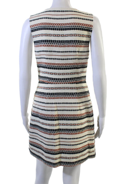 Trina Turk Women Striped Sleeveless Shift Mini Dress Beige Zip Size 2