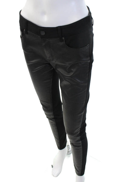 Paige Women Biker Jegging Black Button Rayon Nylon Elastane Size 27