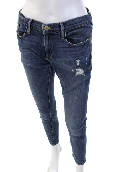 Frame Denim Women Dark Blue Ankle Skinny Mid Rise Jeans Size 27