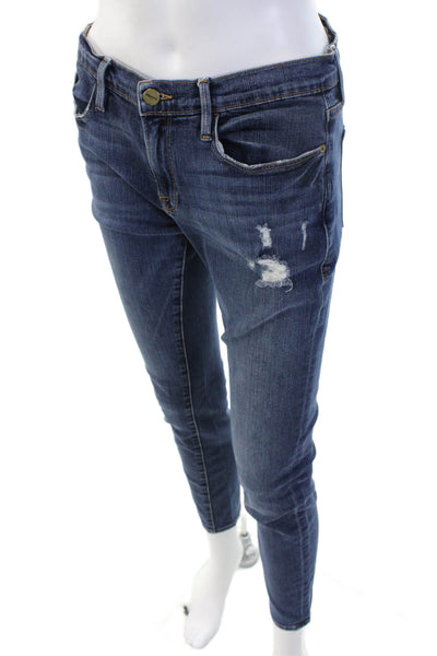Frame Denim Women Dark Blue Ankle Skinny Mid Rise Jeans Size 27