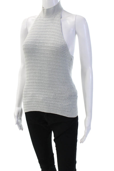 Intermix Women Gray Cotton Mock Neck Sleeveless Tank Boho Size PS