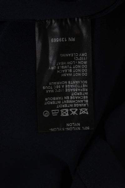 The Kooples Women Dark Blue Mock Neck Button-Up Blouse Long Sleeve Size XS