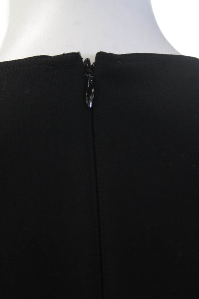 Elizabeth & James Women Classic Black Round Neck Zip Long Sleeve Blouse Size 0