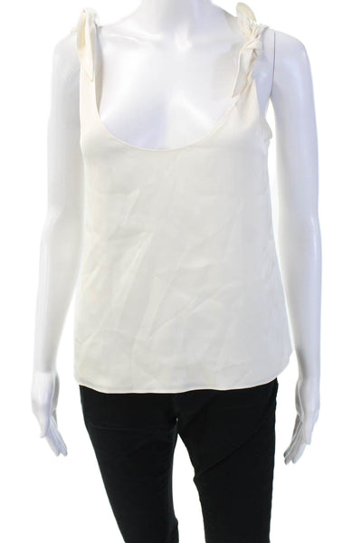 Intermix Women Camisole White Silk-Blend Tie Neck Sleeveless Size 0