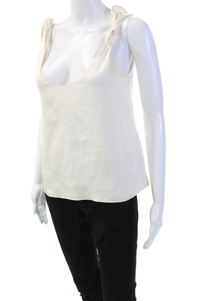 Intermix Women Camisole White Silk-Blend Tie Neck Sleeveless Size 0