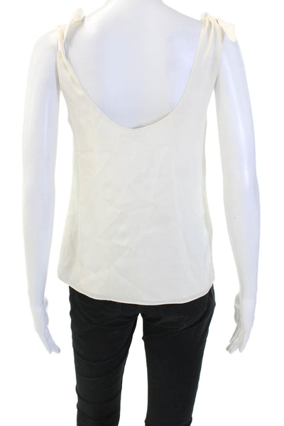 Intermix Women Camisole White Silk-Blend Tie Neck Sleeveless Size 0