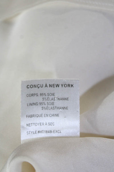 Intermix Women Camisole White Silk-Blend Tie Neck Sleeveless Size 0