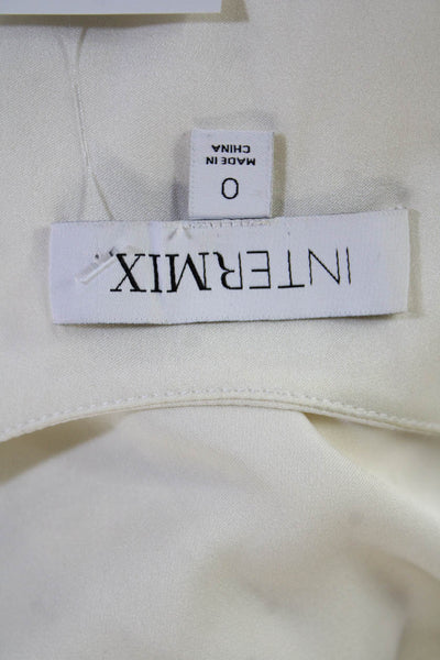 Intermix Women Camisole White Silk-Blend Tie Neck Sleeveless Size 0