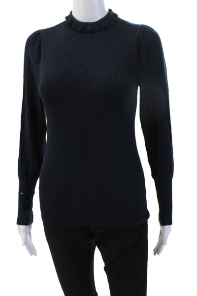 La Vie, Women Pullover Sweater Black Mock Neck Long Sleeve 50% Wool Size XS