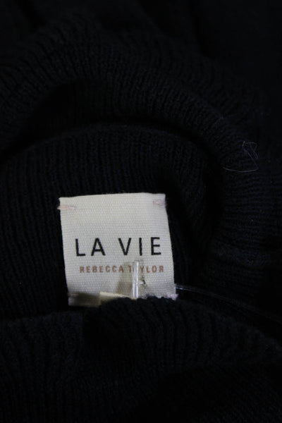 La Vie, Women Pullover Sweater Black Mock Neck Long Sleeve 50% Wool Size XS