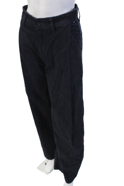 Zara Unisex Dark Blue Mid-Rise 90s Solid Jeans Size 0