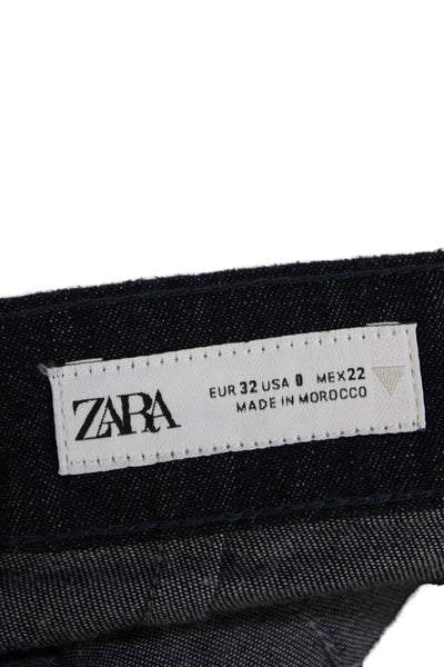 Zara Unisex Dark Blue Mid-Rise 90s Solid Jeans Size 0