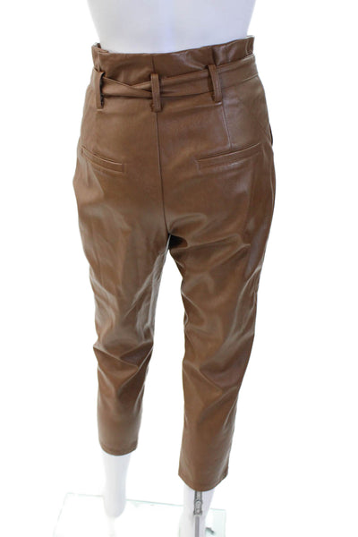 Lucy Paris Women Paperbag Cropped Ankle Pants Brown Drawstring Size XS