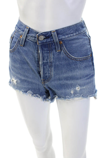 Levis Unisex Blue 90s Cotton Button Shorts Size 26