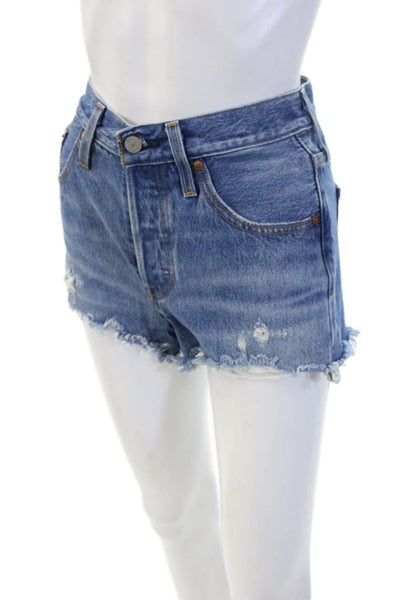 Levis Unisex Blue 90s Cotton Button Shorts Size 26