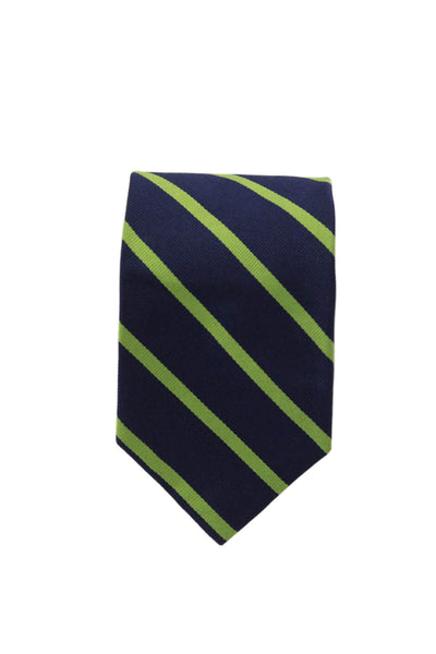 J Crew Mens Silk Striped Colorblock Tie Navy Blue