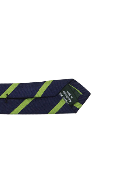 J Crew Mens Silk Striped Colorblock Tie Navy Blue
