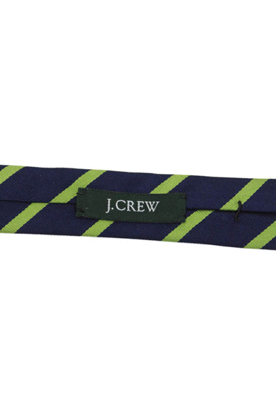 J Crew Mens Silk Striped Colorblock Tie Navy Blue