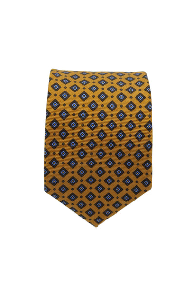 Brooks Brothers Mens Silk Graphic Printed Classic Sleek Tie Yellow