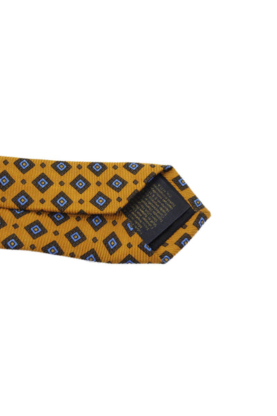 Brooks Brothers Mens Silk Graphic Printed Classic Sleek Tie Yellow