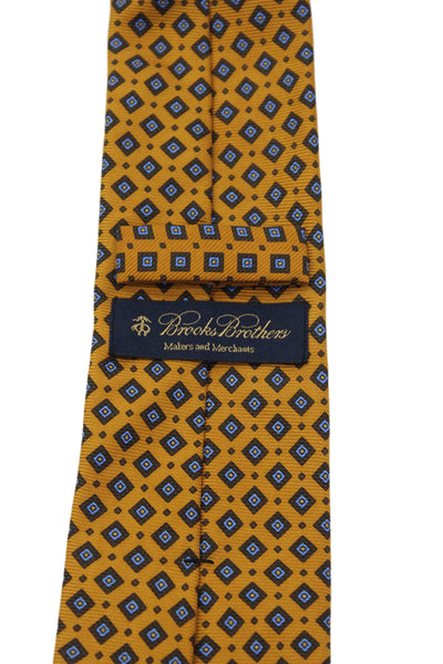 Brooks Brothers Mens Silk Graphic Printed Classic Sleek Tie Yellow
