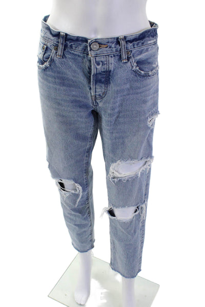 Moussy Women Boyfriend Cropped Light Blue Jeans Size 28