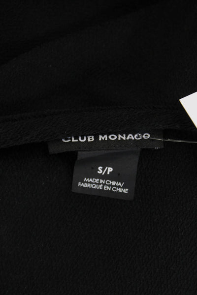 Club Monaco Women Basic Black Long Sleeve Leather Blouse Size S