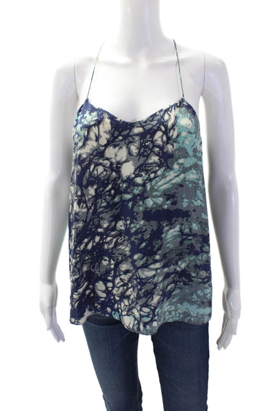 Tibi Womens Silk Camisole Dark Blue Art Sleeveless Size 4