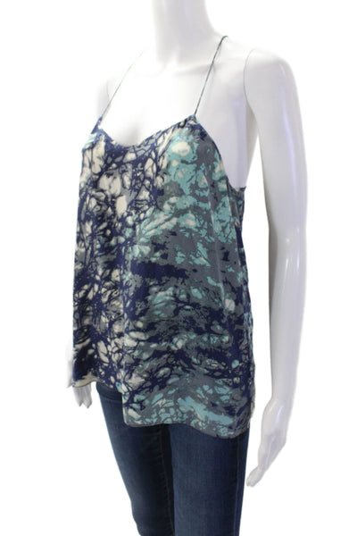 Tibi Womens Silk Camisole Dark Blue Art Sleeveless Size 4