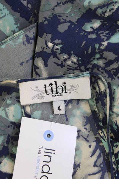 Tibi Womens Silk Camisole Dark Blue Art Sleeveless Size 4