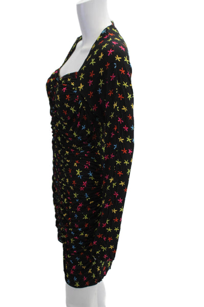 Jonathan Cohen Women Black Bodycon Mini Dress Long Sleeve Square Neck Size 4XL