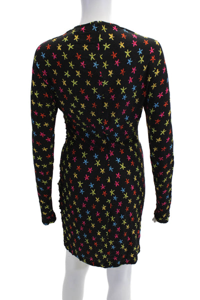 Jonathan Cohen Women Black Bodycon Mini Dress Long Sleeve Square Neck Size 4XL