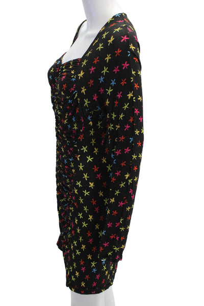 Jonathan Cohen Womens Bodycon Mini Black Dress Long Sleeve Square Neck Size L