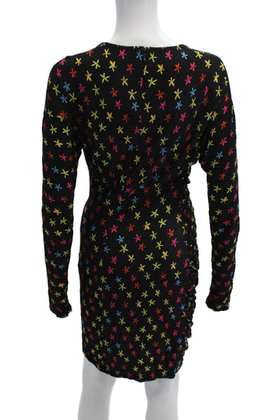 Jonathan Cohen Womens Bodycon Mini Black Dress Long Sleeve Square Neck Size L