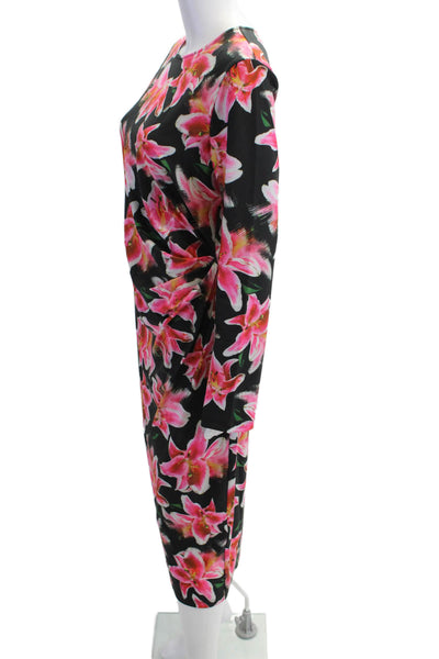 Jonathan Cohen Women Bodycon Floral Crew Neck Long Sleeve Mid-Calf Dress Size XL
