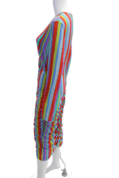 Jonathan Cohen Women Bodycon Dress Longsleeve VNeck Striped Multicolor Size 2XL