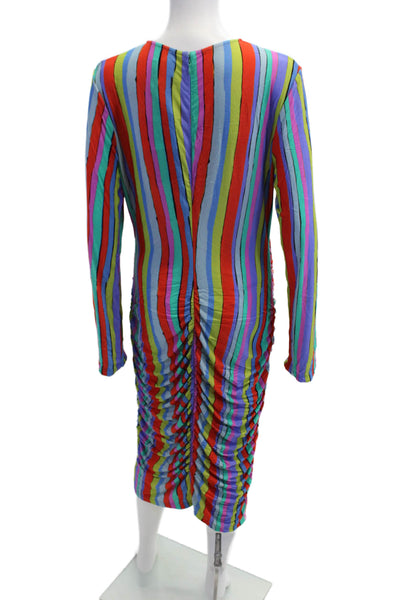 Jonathan Cohen Women Bodycon Dress Longsleeve VNeck Striped Multicolor Size 2XL