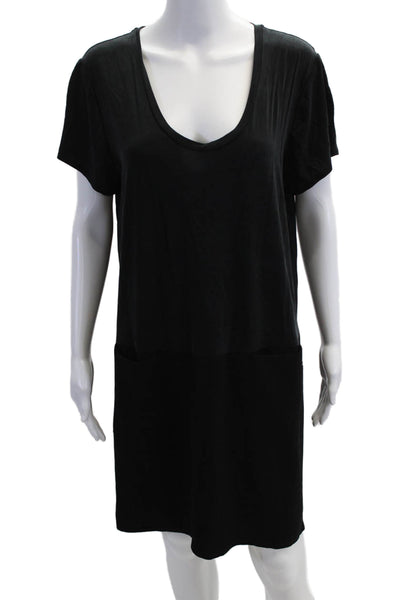 Dolan Womens Black Shift T-Shirt Dress Short Sleeve Knee Length Petite Size L