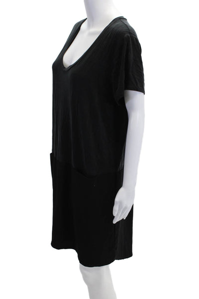 Dolan Womens Black Shift T-Shirt Dress Short Sleeve Knee Length Petite Size L
