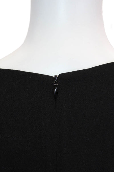 Ettitwa Women Jumpsuit Black V-Neck Short Sleeve Solid Polyester Size L
