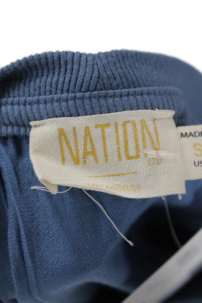 Nation LTD Women Basic Blue Rayon Crew Neck Short Sleeve T-Shirt Size S