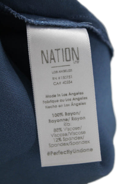 Nation LTD Women Basic Blue Rayon Crew Neck Short Sleeve T-Shirt Size S