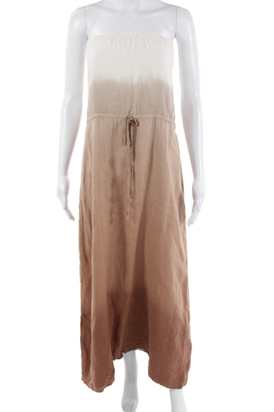Bella Dahl Womens White Linen Maxi Sundress Sleeveless Drawstring Size L