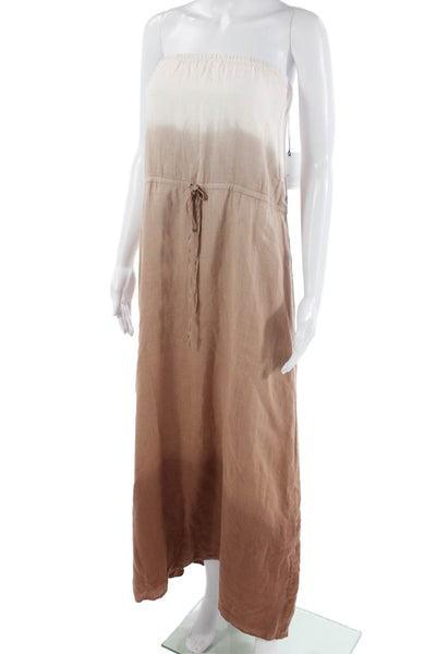 Bella Dahl Womens White Linen Maxi Sundress Sleeveless Drawstring Size L